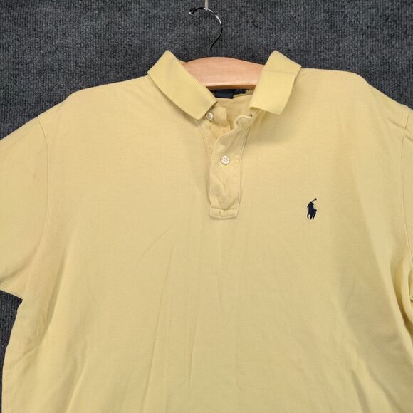 Polo by Ralph Lauren Mens Polo Shirt Yellow Large Short Sleeve Hi Lo Hem Cotton - Picture 3 of 15